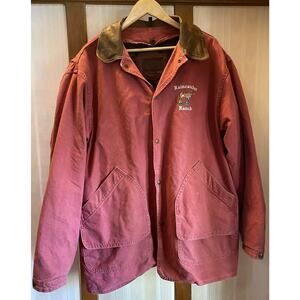 VTG Woolrich Raincatcher Ranch Blanket Lined Barn Coat Leather Collar Men’s XL